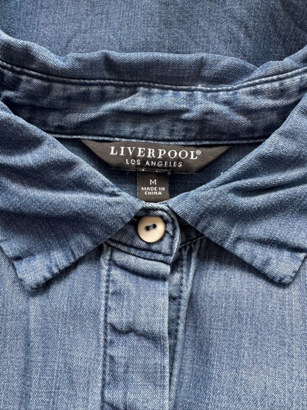 Liverpool Los Angeles Chambray Button-Front Shirt - Blue